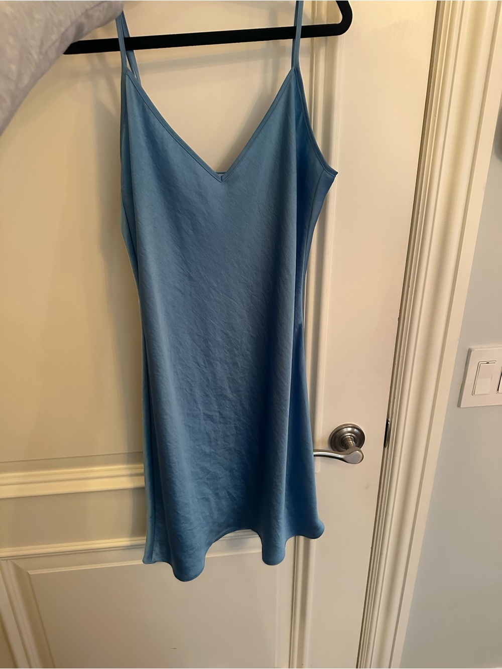 Light Blue Satin Slip Dress from Aritzia